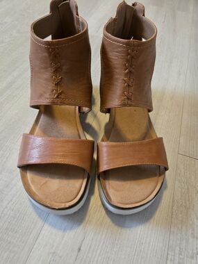Corkys Cognac Brown Open-Toe Ankle Cuff Sandals